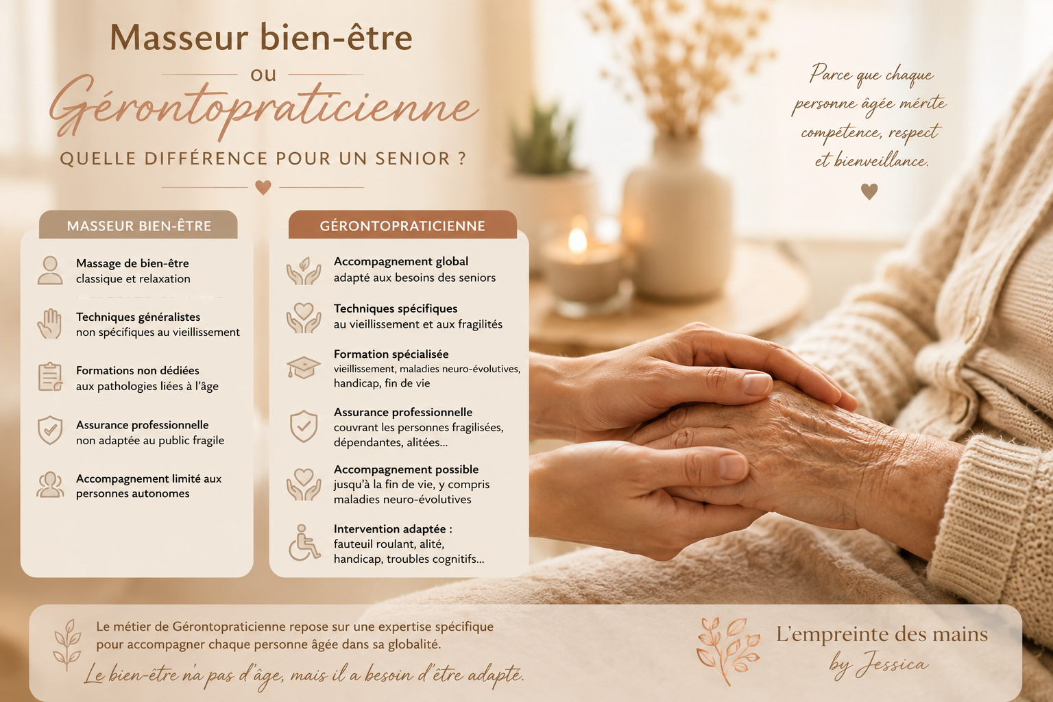 Masseur bien-être ou Gérontopraticienne : quelle différence pour un senior ?